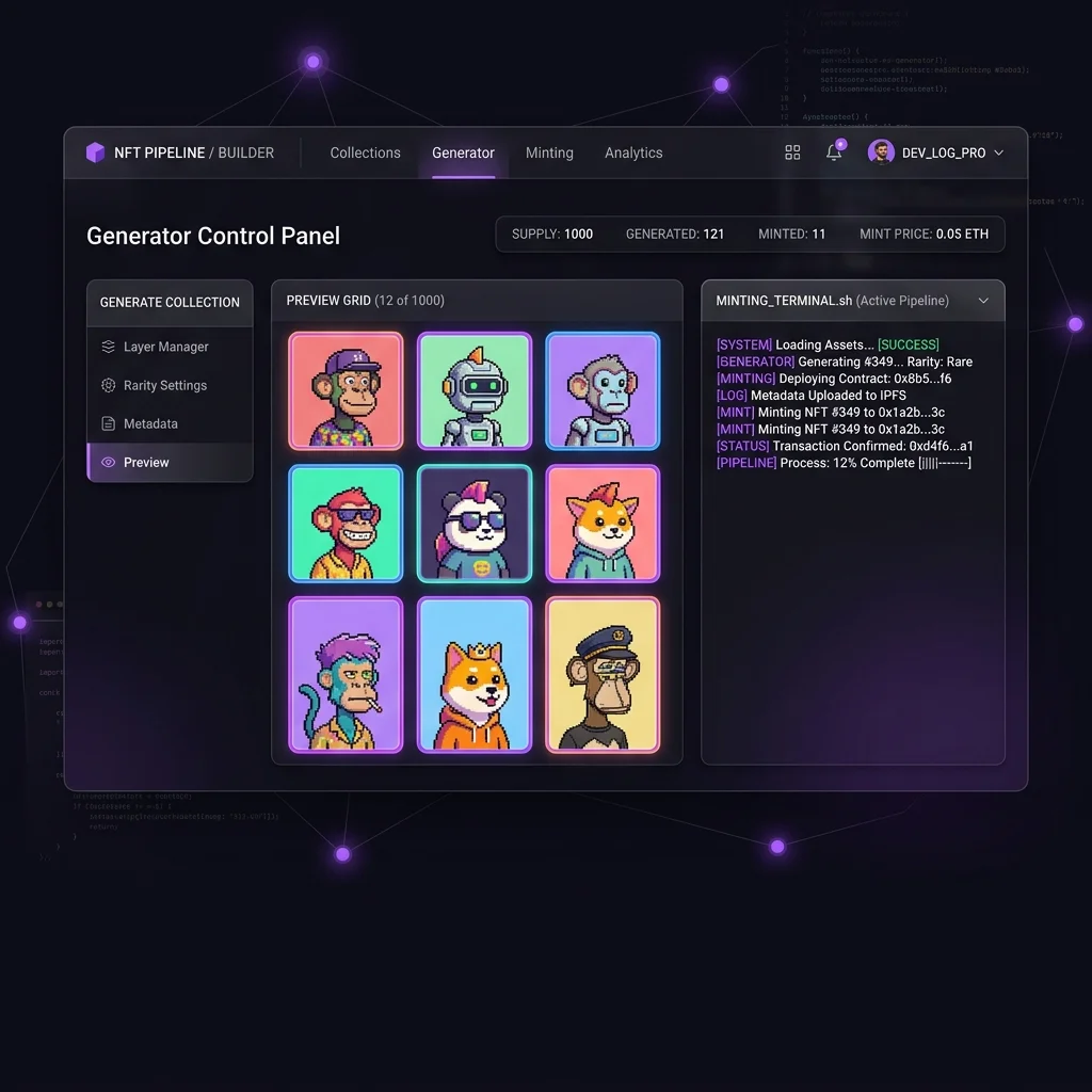Screenshot and preview of the project NFT Collection Generator