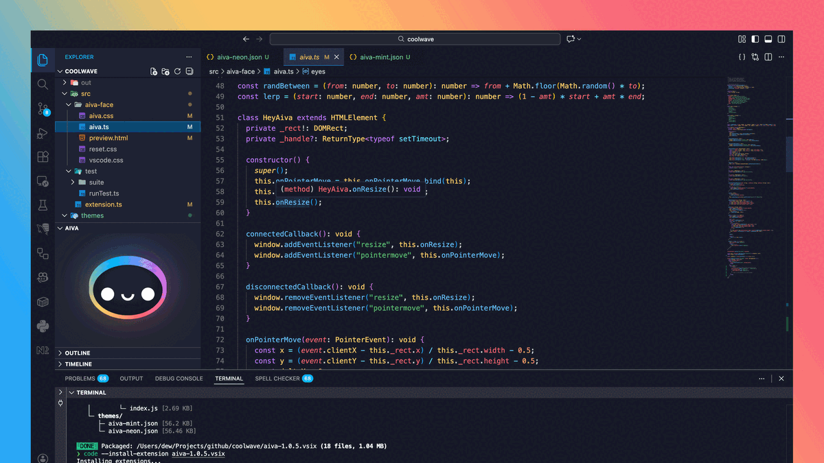 Screenshot and preview of the project AIVA